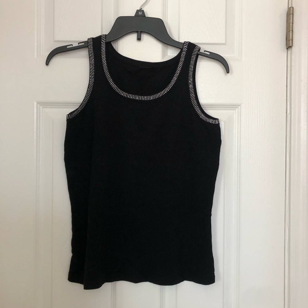 Pretty Black Tank Top, with silver Bling around the neck area Great condition.